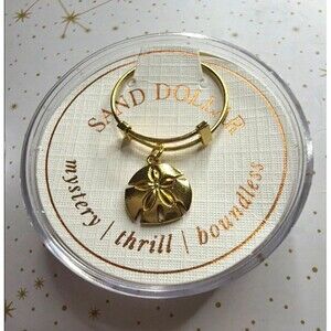 Sand Dollar Gold Tone Adjustable Sand Dollar Charm Ring, Beach Theme